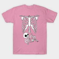 T Shirt Women Maternity Skeleton Baby T Shirt Harajuku Print Kawaii Tshirt Summer Short Sleeve Female T-Shirt Top Tee S rožinė