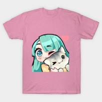 T Shirt Women Chibi Hug Harajuku Print Kawaii Tshirt Summer Short Sleeve Female T-Shirt Top Tee S rožinė