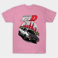 T Shirt Women Initial D Harajuku Print Kawaii Tshirt Summer Short Sleeve Female T-Shirt Top Tee S rožinė