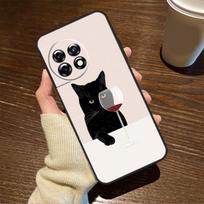 Juokingas katės meno dėklas OnePlus 10 Pro 8 9 11 8T 9R 9RT 10T OnePlus Nord 2T 2 CE 3 Lite N30 N20 N10 dangtelis OnePlus Nord CE black