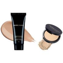 FACESCANADA Weightless Light Coverage Matte Finish Foundation For Oily Skin oil Mini,18Ml,Natural 02,1 Count&Weightless Stay Matte Compact Powder