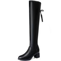 Heel Height 5CM Autumn and Winter Casual Long Leg Over The Knee Trendy Boots Anti Slip Wear-resistant Versatile Fashion Boots Women's Shoes 42 juoda