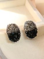 Black Sea Salt Zircon Earrings - Hong Kong Style Niche Design with Textured, Three-Dimensional Crystals for Women