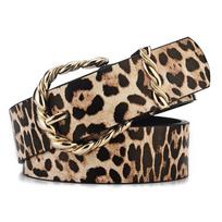 1pc New Women's Belt Retro Leopard Pattern Belt Trend Gold Alloy Buckle Belt PU Leather Belt Paired with Jeans Belt Lady Belt 105cm