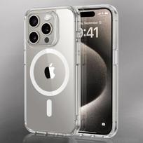 Prabangus magnetinis belaidis įkrovimas Magsafe dėklas iPhone 16 15 14 13 12 11 Pro XR XS Max 7 8 Plus galinis dangtelis skaidrus dėklas For iPhone 16 Pro white