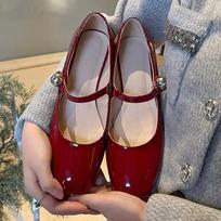 Designer Square Toe Red Women Mary Jane Shoes Fashion Shallow Shoes Spring Autumn Wedding Party Shoes 35 raudona