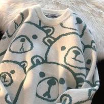 Hong Kong Style Bear Couple Sweater: Unisex Loose Fit for Men and Women - Lazy Autumn/Winter 2022 Jacket M