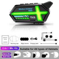BT26 Motorcycle Helmet Intercom Headset with LED Lighting 500m Waterproof Bluetooth Wireless Communication 1PC gray