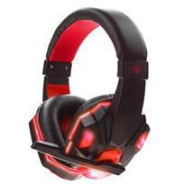 Žaidimų laisvų rankų įranga Ausinės su LED šviesa Mikrofonas Stereo ausinės Deep Bass PC Kompiuterinių žaidimų nešiojamasis kompiuteris Auriculares raudona