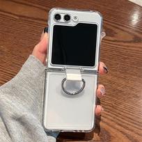 Z Flip6 Ultra Thin PVC Ring Bracket Transparent Case for Samsung Galaxy Z Flip5 ZFlip 4 5 6 Flip4 Hard Bumper Shockproof Cover For Galaxy Z Flip5
