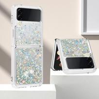 skirta Samsung Galaxy Z Flip 6 5 4 3 Blizgantis skystas smėlis Gradientinis dėklas Skirta Samsung ZFlip5 flip6 5G Meilės širdelė Blizgus Minkštas TPU dangtelis for Samsung Z Flip 6