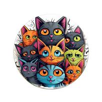 Cat Round Wooden Suncatcher Window Hanging Four Seasons Pendant Christmas Gift Valentine's Day Home Decor wood black