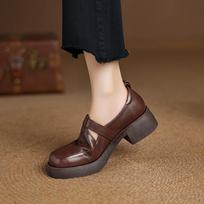 Krazing Pot Sheepskin Spring Summer Size 43 Size 42 Size 41 Loafers Thick Med Heels Women Round Toe Leisure Metal Buckle Pumps 35 ruda