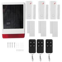 433MHZ Wireless Solar Siren Burglar Security Alarm System 3 Door Magnet 3 Remote Control