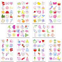 10sheets Colorful Dopamine Small Pattern Tattoo Stickers For Face Arm Body Temporary Fake Waterproof Tattoo Stickers Kids Gifts white