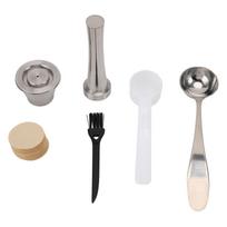 Reusable Coffee Capsule Pod Threaded Bottom Stainless Steel Coffee Tamper with 100 Filter Papers 2 white