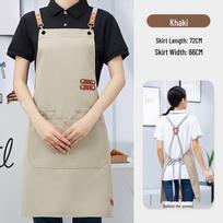 Custom Waterproof Cotton-Linen Kitchen Apron with Print chaki