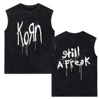 Korn Music Concert Rock Band World Tour Vest T-shirt Men Metal Gothic Oversized Vintage Washed Tank Tops S