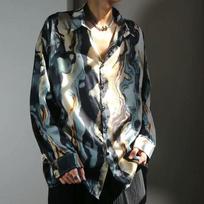 Unisex Retro Hong Kong-Style Floral Long-Sleeve Shirt - Loose, Trendy Cuban-Inspired Design L