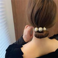 Elegant Pearl Flower Hair Curler - Fluffy, Lazy, Fairy-Inspired Head Ornament black