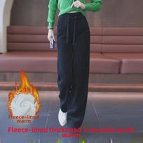 Women's Plush Corduroy High-Waist Wide-Leg Pants - Autumn/Winter Trend M juoda