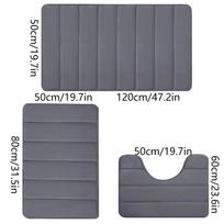 TEMU Quilted Bathroom 3-Piece Set: Non-Slip, Water-Absorbing Toilet and Floor Mats with Coral Fleece Carpet. 40x60cm Rectangle tamsiai pilka spalva