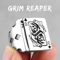 Grim Reaper Poker King Skull Stainless Steel Mens Rings Gothic Punk for Male Boyfriend Biker Jewelry Creativity Gift 9 white