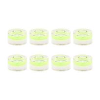 8 vnt. Mini apvalūs burbuliniai gulsčiukai, Inclinometrai teleskopo trikojui lygiavimui, 10x6 mm, lipnūs white