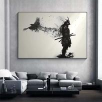 Japonų juodasis samurajus su varna Plakatai ir spaudiniai Juoda ir balta sienos meno drobės tapyba svetainei Cuadros Decor 21*30cm No Frame white