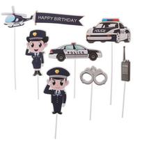 Iškirpti animacinių filmų policijos automobilio lėktuvo antrankiai Gimtadienio keksiukų papuošimai black