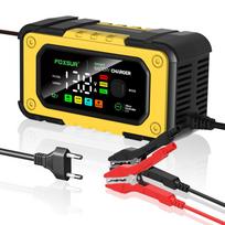 12V 7A Car Battery Charger Digital Battery Maintainer Color Screen Smart Fast Charge for Calcium Gel AGM Lead Acid Batteries US Plug geltona