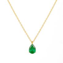1pc Fashion Jewelry 18K Gold Plated Chain WaterDrop Diamond Pendant Necklace Stainless Steel 12 Months Birthstone Necklace 50cm auksas