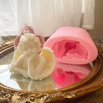 Pasidaryk pats žvakių forma 3D Mažas angelas žvakė Namų gamybos dekoracija Kūdikio gipsas Tortas Silikoninė forma pink