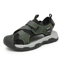 2024 Vasaros Vyriški Sandalai Nauji Neslystantys Natūralios Odos Sandalai Minkštos Šlepetės Zapatos Plokščiapadžiai Vyrams Laisvalaikio Avalynė Sandalias Hombre 38 žalia