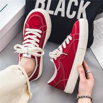 Men's versatile Japanese retro sports board shoes men's big head shoes canvas shoes autumn black niche casual trendy shoes 39 raudona
