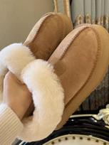 Small thick-soled low-top snow boots women's fur integrated 2024 new one-pedal winter wool cotton shoes 35 kaštoninė