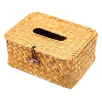 Wicker Napkin Box Holder Tissue Paper Towel Extractor Rustic Coffee Shop Decor Bathroom Office Use Sturdy Material Long Service beige