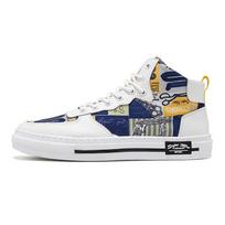 Fashion Graffiti Printed Skateboard Shoes Men's High top Men Sports Sneakers Platform Women Trainers Skate Shoes Running Casual 35 balta