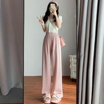 Ice Silk Acetate Wide-leg Pants for Women In Summer Thin Versatile Casual Floor Pants High Waist Droop Loose Pants for Women S