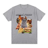 Bulk Food Cat Meme Graphic T-Shirt Men's Clothing Retro Hip Hop Short Sleeve T-Shirt Cotton Casual Oversized T-Shirt XXXXXL