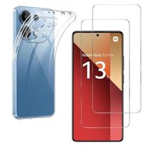 Case for Xiaomi Redmi Note 13 Pro 4G and 2 Tempered Glass Screen Protector Film Phonillico® skaidri