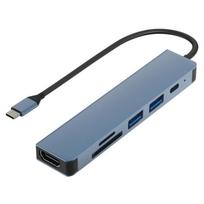 6 viename USB-C šakotuvas-adapteris - Nenurodytas - HDMI 4K - 2 USB 3.0 prievadai - SD-TF kortelių skaitytuvas - PD 100W