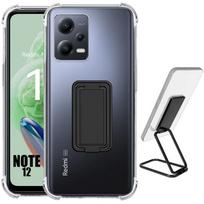 Case for Xiaomi Redmi Note 12 5G - Transparent Silicone - Shockproof - Foldable Stand - Black