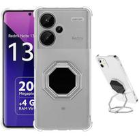 Case for Xiaomi Redmi Note 13 Pro+ 5G - Note 13 Pro Plus 5G, Transparent Shockproof with Silver Metal Foldable Stand