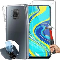 Silicone Case for Redmi Note 9 Pro - Note 9S + 2 Tempered Glasses + 2 Rear Lens Protectors