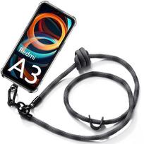 Coque pour Xiaomi Redmi A3 - E.F.CONNECTION - Silicone Transparent - Protection Antichoc - Bandoulière Amovible - Gris