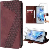 Coque pour Xiaomi Redmi Note 12 Pro 5G - Rouge - Effet Cuir - Poche à Carte - Support - Protection Complète
