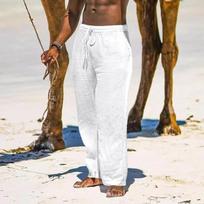 Fashion Casual Pants Men's Summer New Loose Simple Solid Color Long Pants M balta