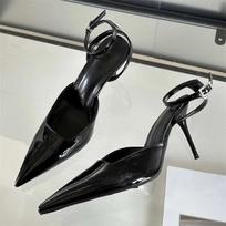 Auksinis sidabrinis dirželis su kulkšnies sagtimi Moteriški pompos Seksualūs smailūs pirštai, ploni aukštakulniai Slingback suknelės dizainerio Mules batai 39 sidabras
