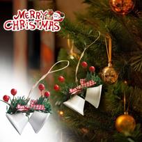 Christmas Decoration Double Horn Bell Window Christmas Tree Pendant Handmade Diy Accessories Metal Bell Pendant One Size balta